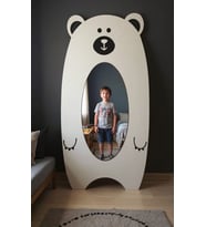 AYICIK FİGÜRLÜ DEKORATİF ÇOCUK ODASI BOY AYNASI (Beyaz-Siyah)