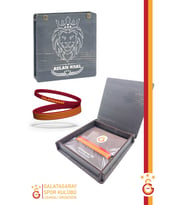 Galatasaray Orijinal Lisanslı Sarı Kırmızı 2'li Bileklik Hediyelik Ahşap Kutulu (Kırmızı)