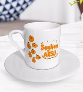 BK Gift Kişiye Özel Happy Halloween Tasarımlı Türk Kahvesi Fincanı-20