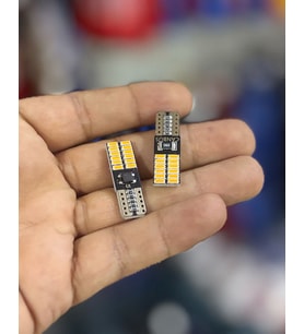 Oto 24LED Ampul 2'li Set, T10 Model 12V Beyaz-Mavi-Turuncu Işık, Fren, Park, Sinyal ve Geri Vites Lambası