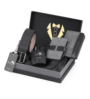 Polo Air Erkek Damat Çeyiz Zarif Kutulu 4'lü Spor Set Kemer, Cüzdan, Kartlık, Parfüm P-DMT-0010 (Gri)