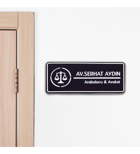 Avukata Özel Kapı İsimlik Tabelası Ofis Yönlendirme Kapı İsimlik Avukat Tabela (Siyah)
