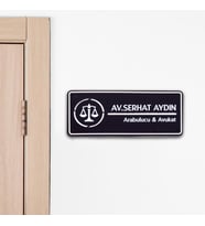 Avukata Özel Kapı İsimlik Tabelası Ofis Yönlendirme Kapı İsimlik Avukat Tabela (Siyah)