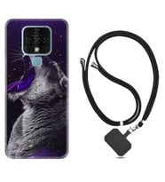 Tecno Camon 16 18P Pova Kılıf Boyun Askılı Silikon Purple Leopar 1750