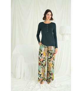 Mulvxbrf Brf02 Çiçek Ve Yaprak Desenli Pijama Takımı (Mulvix)
