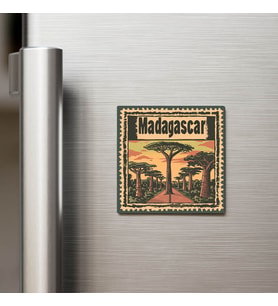 Madagaskar Madagascar - Posta Pulu Temalı Ülke - Baskılı Buzdolap Magneti Kare - 9x9 cm