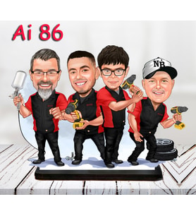 Kişiye Özel Ahşap Biblo - Aile Karikatür Biblo - 4 Kişilik Aile Biblo 39