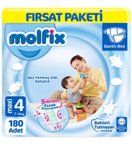 Molfix Bebek Bezi 4 Beden Fırsat Paketi 60x3 180 Adet