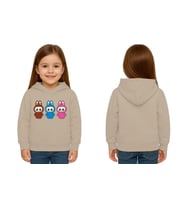 Unisex Baskılı Çocuk Swaetshirt Labubu Baskılı Kapüşonlu 3 İplik Şardonlu (Taş)