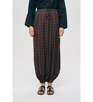 Kadın Ekose Desenli Şalvar Kesim Bohem Pantolon (Bordo)