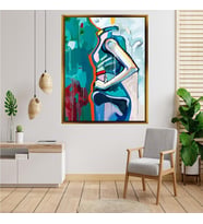 Tablore Pop Art Soyut Kadın Figürlü Yağlıboya Tablo Modern Renkli Çerçeveli Salon Dekoru