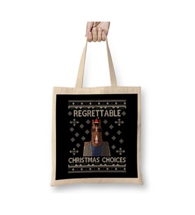 BoJack Horseman Regrettable Christmas Choices Yılbaşı Beyaz Bez Çanta Uzun Saplı Alışveriş Çantası