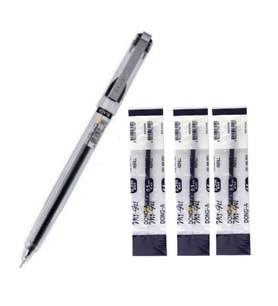 Siyah My Gel 0.5mm Ince Iğne Uçlu Jel Kalem 1 Adet ve Kalem Yedeği 3 Adet Dong-A My-jel Pilot Kalem Yedeği