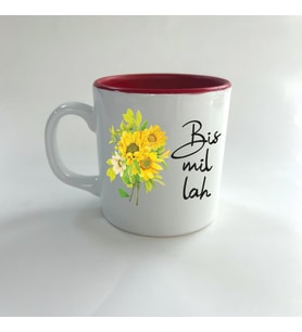Bismillah Baskılı Kırmızı Multi Kupa