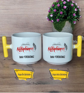 Kütüphaneci Kupa Bardak T Sarı Kulplu Kütüphaneciye Hediye