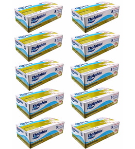 Dolphin Tek Kullanımlık Muayne Eldiveni Pudralı Beyaz Small Lateks 100 Adetlik 10 Paket - Koli