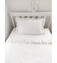Maki Home Pamuklu Beyaz Fırfırlı Ranforce Bebek Nevresim Takımı