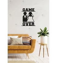 Game Over Evli Çift Ahşap Duvar Dekorasyonu Tablosu (Siyah)