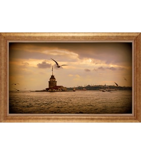 EV İŞYERİ OFİS İÇİN ALTIN ÇERÇEVELİ PASPARTULU TABLO VB600