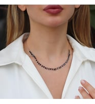 Sıra Siyah Zirkon Taş Rose Gold Kaplama Gümüş Kolye