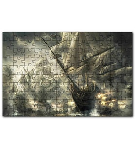 Cakapuzzle Yelkenli Gemiler Deniz Savaşı Çizim Görseli Puzzle Yapboz MDF (Ahşap) (120 Parça)