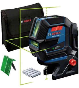 Professional GCL 2-50 G Yeşil Çizgi Lazer, 50 metre, RM10 Döner tutucu, Taşıma çantası, 4 pil, Mavi