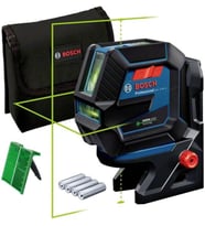 Professional GCL 2-50 G Yeşil Çizgi Lazer, 50 metre, RM10 Döner tutucu, Taşıma çantası, 4 pil, Mavi