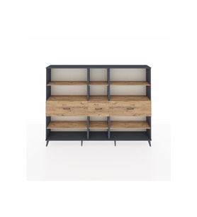 Arges Dolap 9 Raflı 3 Çekmeceli  220x30x163 Antrasit-Çam
