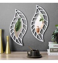 2'Li Set Kırılmaz Pleksi Dekoratif Duvar Aynası - 20X35 Cm Yaprak Formlu 1. Sınıf Akrilik Ayna