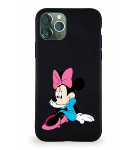 Apple iPhone 11 Pro Soft Premier Kapak Minnie Mouse-E Tasarımlı Silikon Kılıf - Siyah (Şeffaf)