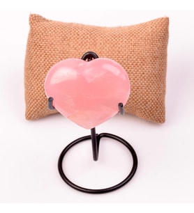 Pembe Kuvars Taşı Kalp Kütle - Metal Standlı