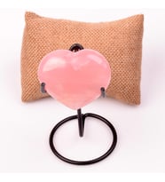 Pembe Kuvars Taşı Kalp Kütle - Metal Standlı
