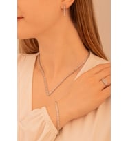 Kadın Gümüş Takı Seti - Sonsuzluk Temalı İnfinity Model 925 Ayar Kolye Bileklik Yüzük Küpe Tam Set 4532546426234