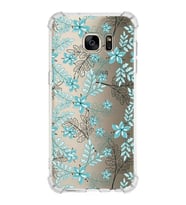 Samsung Galaxy S7 Edge  Köşe Korumalı Antişok Kapak Floral Su Yeşili Tasarımlı Şeffaf  Kılıf