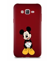 Samsung Galaxy J7 Soft Premier Kapak Mickey Mouse-A Tasarımlı Silikon Kılıf - Mürdüm (Şeffaf)