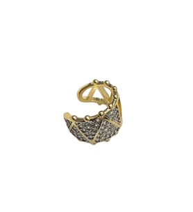 Earcuff Sıkıştırmalı Çelik Kıkırdak Küpe Üçgen Desenli Zirkon Taşlı Altın Renk
