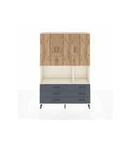 Arges Dolap 6 Raflı 6 Çekmeceli 3 Kapaklı 132x30x195 Aytaşı-Çam/Antrasit