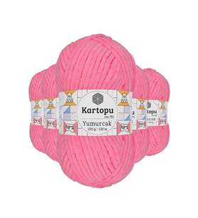 5 Adet Yumurcak Kadife El Örgü İpi Fosfor Pembe K773