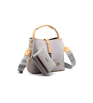 Just Polo Kilit Detaylı Kadın Cüzdan ve Omuz Çanta Kombini PBU4002-1004 (Gri)