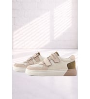 Rakerplus Hakiki Deri Nubuk Çift Cırtlı Çocuk Sneaker Spor Ayakkabı (Vizon)