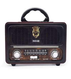 Meier M-111BT Nostaljik Radyo Bluetooth Hoparlör USB TF AUX Kumandalı Hediyelik Radyo