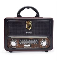 Meier M-111BT Nostaljik Radyo Bluetooth Hoparlör USB TF AUX Kumandalı Hediyelik Radyo (Koyu Kahverengi)