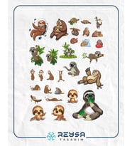 Tembel Hayvan Stciker Set 25 Parça Telefon, Tablet, Defter, Laptop Sticker