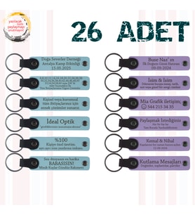 Gök Mavi & Mor Menekşe, İsim Yazılan Anahtarlık, İşletmelerin Müşterilerine Özel Hediye 26'lı Set