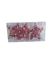 Yılbaşı Tel Yıldız 15 cm 3lü 3 Boyutlu Kırmızı