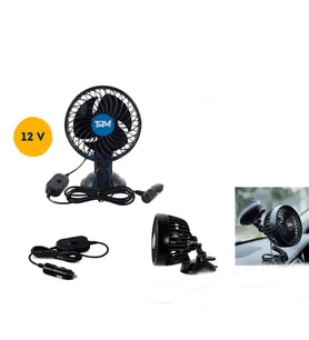 Araç İçi Vantilatör Vantuzlu Döner Başlıklı Tekli Soğutucu Fan Siyah 12v 4,5 İnç