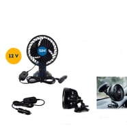 Araç İçi Vantilatör Vantuzlu Döner Başlıklı Tekli Soğutucu Fan Siyah 12v 4,5 İnç