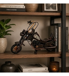 Vintage Chopper Dekoratif Motosiklet Objesi – Metal ve Ahşap Görünümlü Tasarım