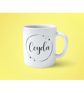 Ceyda Yıldızlı Çerçeveli İsimli Baskılı Kupa Bardak