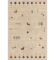 Eliana Home Baskılı, Yıkanabilir Kaymaz Taban Salon Halısı LNA1148 100x150 cm (Bej)